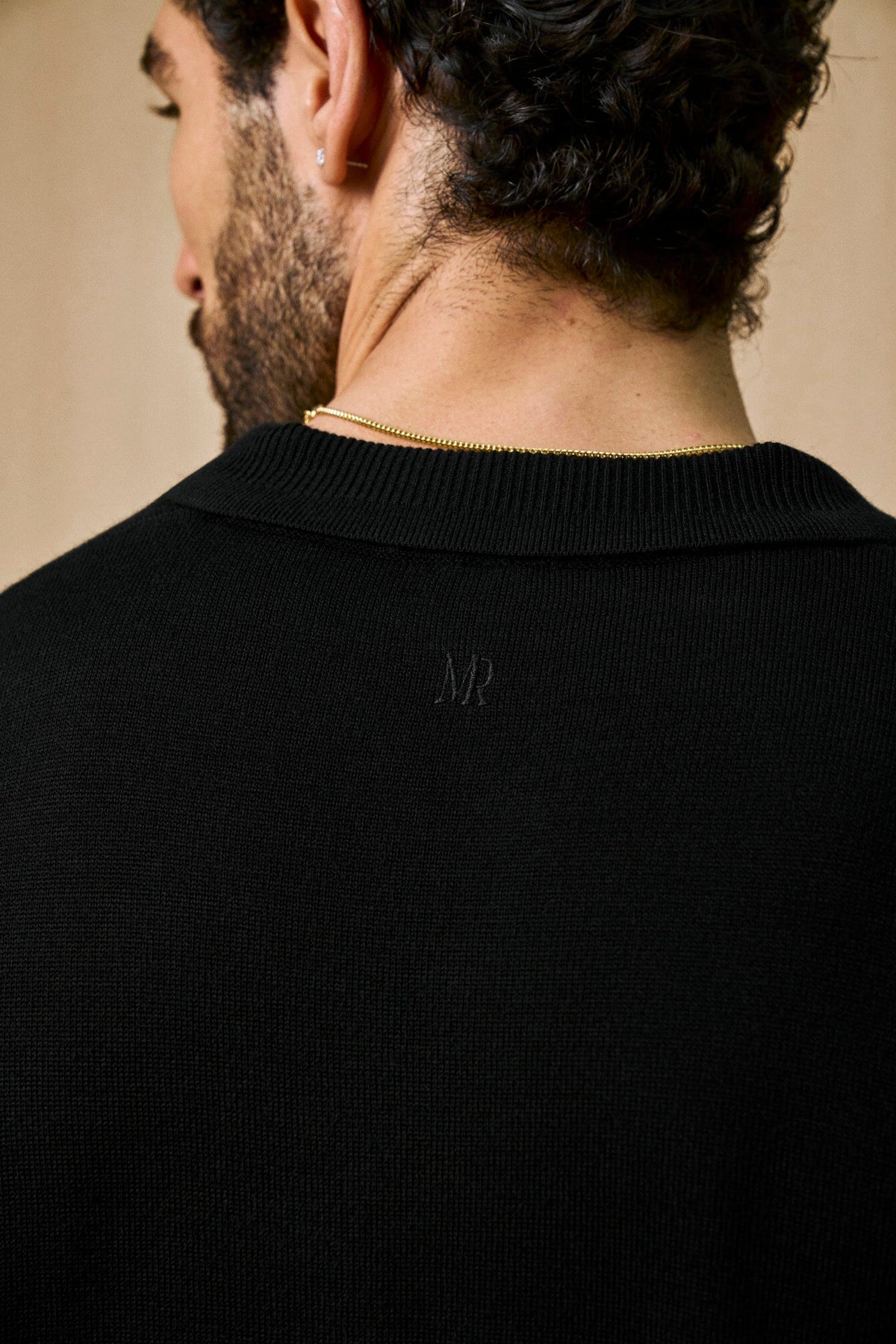 Rivoli Knitted Longsleeve Polo – Black