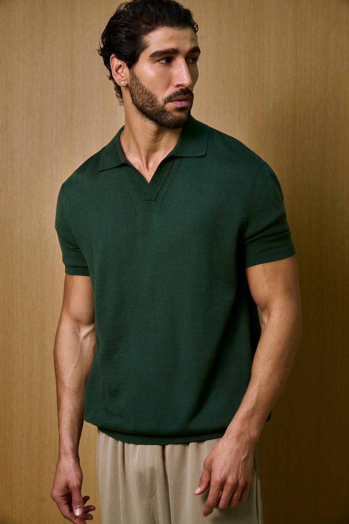 Soleil Knitted Short Sleeve Polo – Dark Green