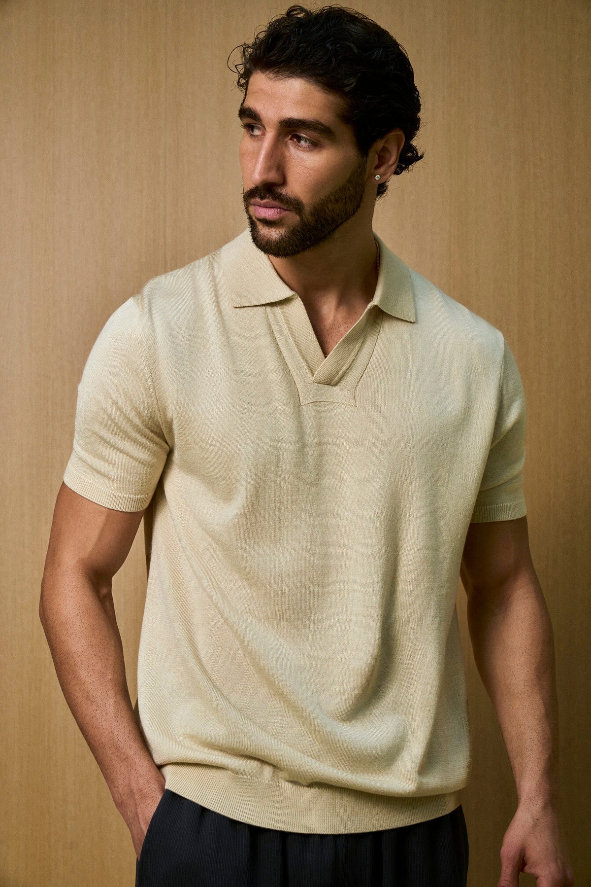 Soleil Knitted Short Sleeve Polo – Oat