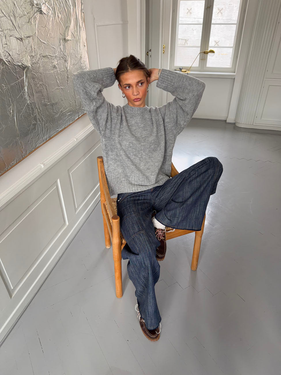 Vicky knit with ribbed details - Grey