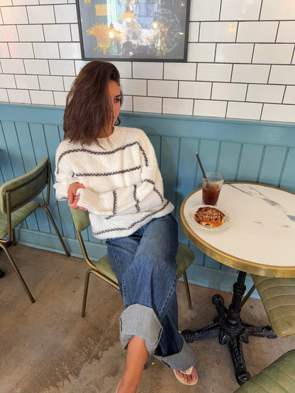 Rula knit - White/brown